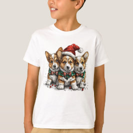 Vrolijk Kerstfeest Pembroke Welsh Corgi Puppies T-shirt