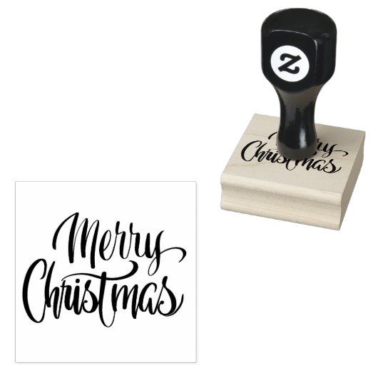Vrolijk kerstfeest - Penseelkalligrafie Rubberstempel (Gestempeld)