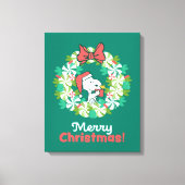 Vrolijk Kerstfeest Pepermunt Holiday Wreath Canvas Afdruk (Voorkant)