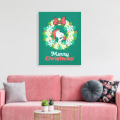 Vrolijk Kerstfeest Pepermunt Holiday Wreath Canvas Afdruk (Insitu (Woonkamer))