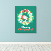 Vrolijk Kerstfeest Pepermunt Holiday Wreath Canvas Afdruk (Insitu (Houten vloer))