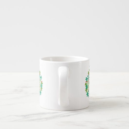 Vrolijk Kerstfeest Pepermunt Holiday Wreath Espresso Kop (Achterkant)