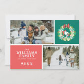 Vrolijk Kerstfeest Pepermunt Holiday Wreath Feestdagenkaart (Voorkant)