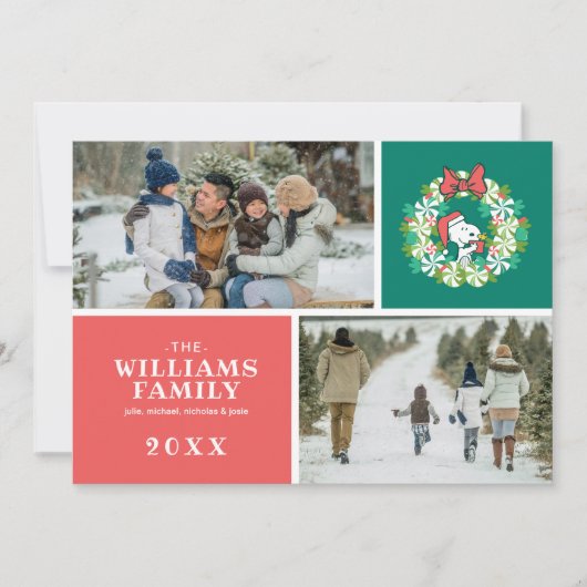 Vrolijk Kerstfeest Pepermunt Holiday Wreath Feestdagenkaart (Voorkant)