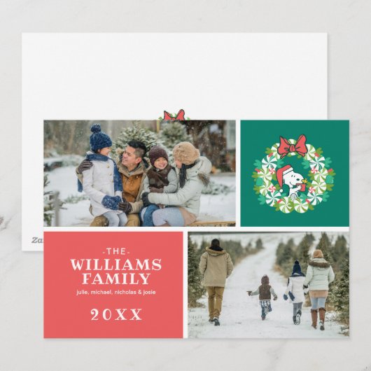 Vrolijk Kerstfeest Pepermunt Holiday Wreath Feestdagenkaart (Voorkant / Achterkant)