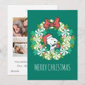 Vrolijk Kerstfeest Pepermunt Holiday Wreath Feestdagenkaart (Voorkant / Achterkant)