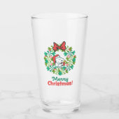 Vrolijk Kerstfeest Pepermunt Holiday Wreath Glas (Voorkant)