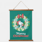 Vrolijk Kerstfeest Pepermunt Holiday Wreath Hangend Wandkleed (Voorkant)