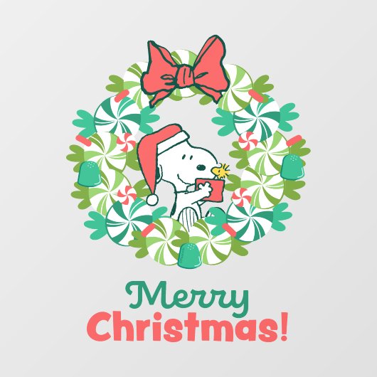 Vrolijk Kerstfeest Pepermunt Holiday Wreath Raamsticker (Vel)