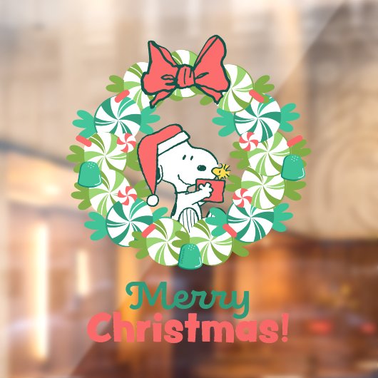 Vrolijk Kerstfeest Pepermunt Holiday Wreath Raamsticker (Vel 2)