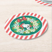 Vrolijk Kerstfeest Pepermunt Holiday Wreath Ronde Kartonnen Onderzetter (Gebogen)