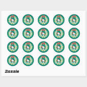 Vrolijk Kerstfeest Pepermunt Holiday Wreath Ronde Sticker (Vel)