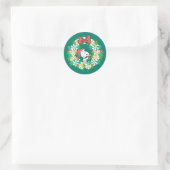 Vrolijk Kerstfeest Pepermunt Holiday Wreath Ronde Sticker (Tas)