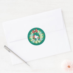 Vrolijk Kerstfeest Pepermunt Holiday Wreath Ronde Sticker