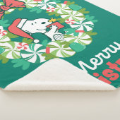 Vrolijk Kerstfeest Pepermunt Holiday Wreath Sherpa Deken (3/4)