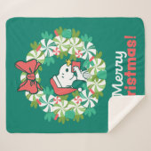 Vrolijk Kerstfeest Pepermunt Holiday Wreath Sherpa Deken (Voorkant (horizontaal))