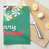 Vrolijk Kerstfeest Pepermunt Holiday Wreath Theedoek (Quarter Fold)