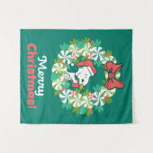 Vrolijk Kerstfeest Pepermunt Holiday Wreath Wandkleed (Voorkant (horizontaal))