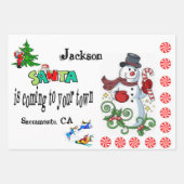 Vrolijk Kerstfeest Pepermunt Kerstman Inpakpapier Vel (Voorkant 2)