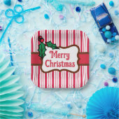 Vrolijk Kerstfeest Pepermunt Papier Borden Papieren Bordje (Feest)