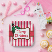 Vrolijk Kerstfeest Pepermunt Papier Borden Papieren Bordje (Feest)