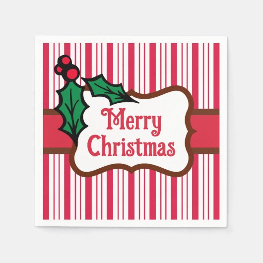 Vrolijk Kerstfeest Pepermunt servetten (Voorkant)