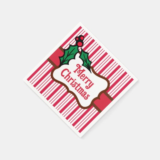 Vrolijk Kerstfeest Pepermunt servetten (Hoek)