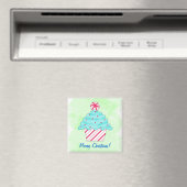 Vrolijk kerstfeest peppermint Cupcake Art Green Magneet (Insitu (Vaatwasser))