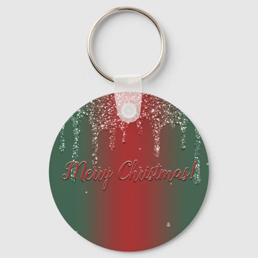 Vrolijk kerstfeest personaliseer Button Sleutelhan Sleutelhanger (Voorkant)
