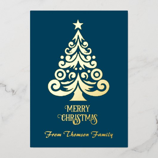 Vrolijk Kerstfeest Personaliseer Gouden Folie Kers Folie Feestdagenkaart (Voorkant)