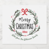 Vrolijk kerstfeest Personaliseer vakantie gunst Likeurfles Etiket (Enkel label)