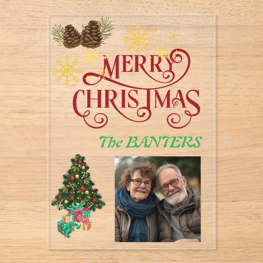 Vrolijk kerstfeest personaliseren acryl uitnodigingen (Voorkant)