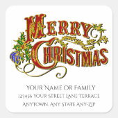  Vrolijk Kerstfeest personaliseren Vierkante Sticker (Voorkant)