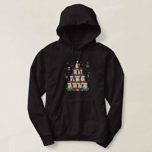 Vrolijk kerstfeest Perzische kat Santa Tree Pajama Hoodie (Design voorkant)