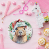 Vrolijk Kerstfeest Pet Capybara - Papieren Bordje (Feest)