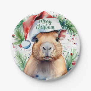 Vrolijk Kerstfeest Pet Capybara - Papieren Bordje