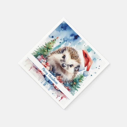 Vrolijk Kerstfeest Pet Feestelijke Egel - Servet (Hoek)