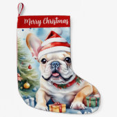 Vrolijk Kerstfeest Pet Feestelijke Franse Bulldog  Kleine Kerstsok (Voorkant)