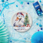 Vrolijk Kerstfeest Pet Feestelijke Gans - Papieren Bordje (Feest)