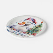 Vrolijk Kerstfeest Pet Feestelijke Gans - Papieren Bordje (Gekanteld)