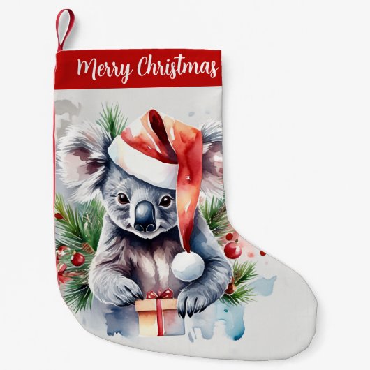 Vrolijk Kerstfeest Pet Feestelijke Koala - Kleine Kerstsok (Voorkant)