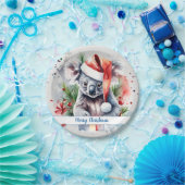 Vrolijk Kerstfeest Pet Feestelijke Koala - Papieren Bordje (Feest)