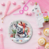 Vrolijk Kerstfeest Pet Feestelijke Koala - Papieren Bordje (Feest)