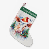 Vrolijk Kerstfeest Pet Feestelijke Koe - Kleine Kerstsok (Voorkant (Hangend))
