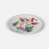 Vrolijk Kerstfeest Pet Feestelijke Koe - Papieren Bordje (Gekanteld)