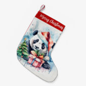 Vrolijk Kerstfeest Pet Feestelijke Panda - Kleine Kerstsok (Voorkant (Hangend))