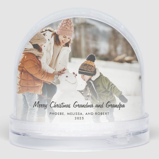 Vrolijk Kerstfeest Pet Foto en Familie Custom Sneeuwbol (Achterkant)