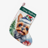 Vrolijk Kerstfeest Pet Yorkshire - Kleine Kerstsok (Voorkant (Hangend))