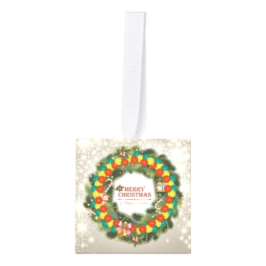 Vrolijk Kerstfeest Pickleball 1 Custom Cube Orname Ornament (Voorkant)