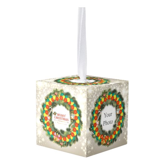 Vrolijk Kerstfeest Pickleball 1 Custom Cube Orname Ornament (Achter hoekig)